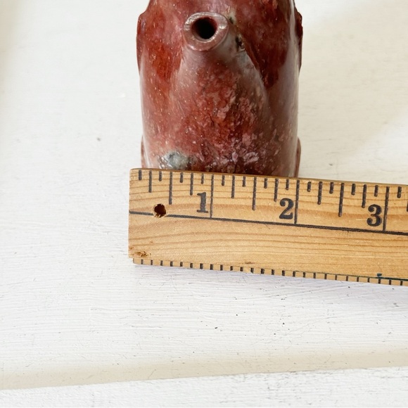 Vintage Chinese Natural Red Shoushan Stone Carved Cherry Tree Blossom Teapot - Picture 14 of 16